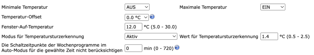 Homematic IP Evo - Temperatureinstellungen