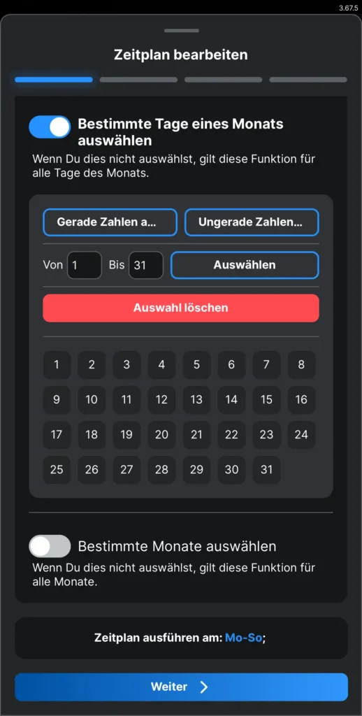 Shelly App Zeitplan bearbeiten