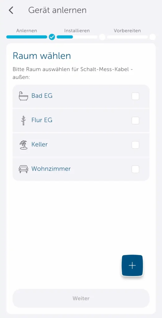 Homematic IP App Screenshot: Anlernen Raum zuordnen